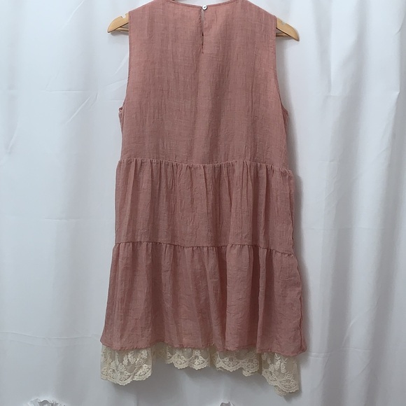 Women’s Umgee Pink Sleeveless Ruffle Dress Size Medium EUC - Picture 5 of 7